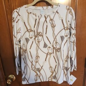 Patti Biggs, Coastal Collection   -Chain Print Women's Top